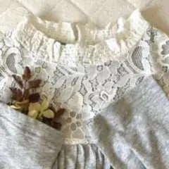 新品★サマンサモスモス★sm2★胸元レース＊シャーリング襟＊切り替えカットソー