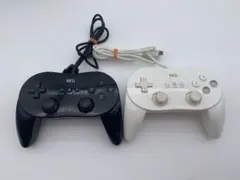 動作品　Wii クラシックコントローラープロ　ホワイト ブラック　2個セット