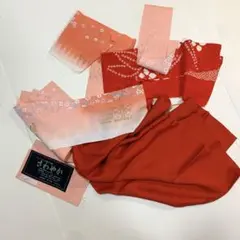 早い者勝ち❤️オレンジ色の花柄刺繍生地 はぎれ　着物