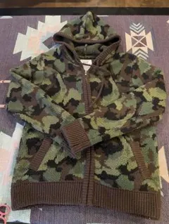 カモフラージュ迷彩柄 grnニットパーカー　カーディガン