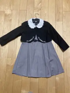 120㎝女の子入学式卒園式キャサリンコテージ　ネイビー グレー フォーマルドレス