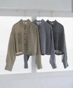 【新品】ànuke チェック　ショートシャツ　ブルーのサムネイル