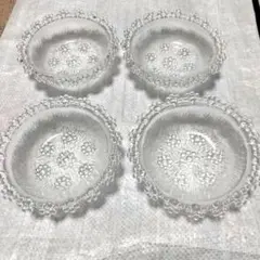 アデリアグラス ガラス製 花模様 ボウル 4個セット