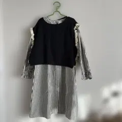 BREEZE ベスト付ストライプ柄 ワンピース 140㌢