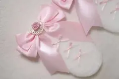 ハンドメイド　うさぎ耳　ピンク　量産型 姫系リボン　ヘアクリップ