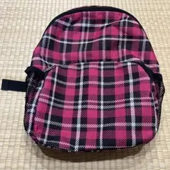ピンク チェック柄 小型リュック