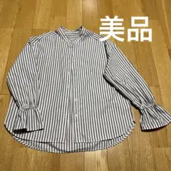 美品　値下げ中　ストライプ柄 長袖ブラウス シャツ