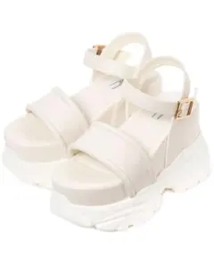 【R&E】厚底ラバーストラップサンダル アイボリー S