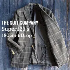 美品 スーツカンパニー ウィンドウペン 秋冬ウール テーラードジャケット グレー