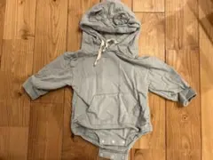 ブルーグレー フード付きロンパース 80cm