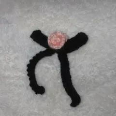 バラ黒リボンピン ヘアアクセ