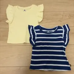 baby gap フリル袖イエロー・ストライプTシャツ2枚セット