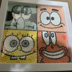 スポンジボブ　ダイヤモンドアート完成品フレーム付き