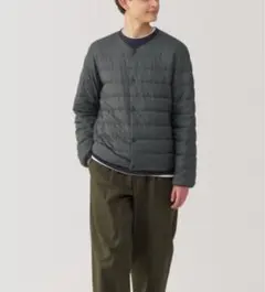 無印良品　軽量ダウンノーカラージャケット　ダウンジャケット　ダークグレー　M