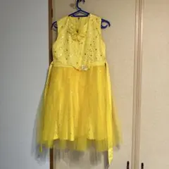 150cm ピアノ 発表会 星形ラメ付き黄色ドレス
