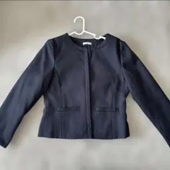 【1回着用のみ】ノーカラーツイードジャケット ネイビー　Lサイズ　セレモニー