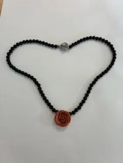 w*n様 ☆美品☆珊瑚(赤/黒)ネックレス