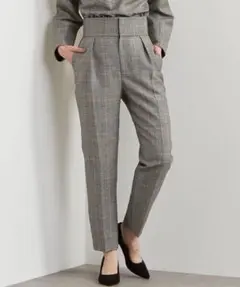 美品　FM ハイウエスト センタープレス パンツ チェック