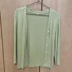 無印良品　ＵＶカットコットンシルクＶネックカーディガン　ライトグリーン　L