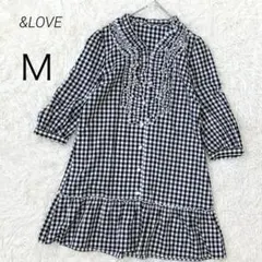 アンドラブ チュニック ブラウス ギンガムチェック フリル ワンピース コットン