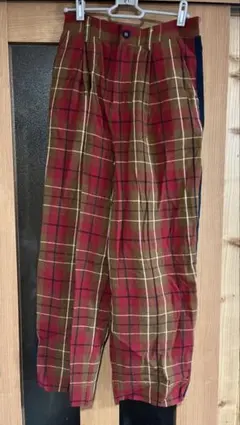 POU DOU DOU タータンチェックサイドラインパンツ