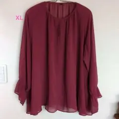 ユニクロワインレッド ラウンドネック シャツXL