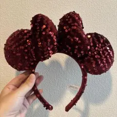 ディズニー スパンコールカチューシャ 赤