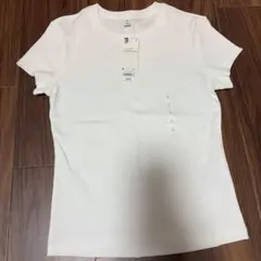 GU ホワイト リブTシャツ Sサイズ