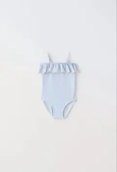 【美品】水色ストライプ フリル付きベビー水着　92cm ZARA