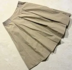 タックフレアスカート ウエストゴム ベージュ系 Mサイズ レディース カジュアル