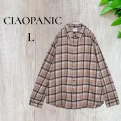 CIAOPANIC チェック柄ネルシャツ ブラウン系　メンズ　長袖　Lサイズのサムネイル