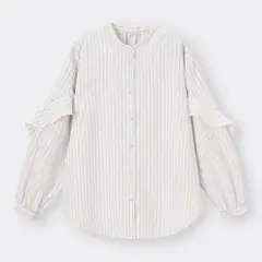 GU ラッフルスリーブブラウス 3XL オフホワイト