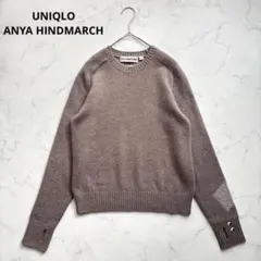 UNIQLO アニヤハインドマーチ カシミヤ100% クルーネック ニット 刺繍