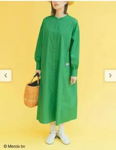 フェリシモ　ちらっと覗くミッフィーのグリーンワンピース　シャツワンピ　ブルーナ