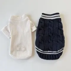 モンシェリ シンプルハイネックリブトップス アイボリー xs 小型犬用