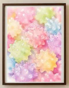 【水彩画アート】色とりどりの金平糖 2L版写真用紙