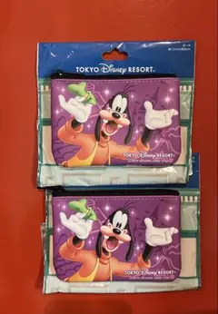 ディズニー　チケット柄　ポーチ　グーフィー 2個セット