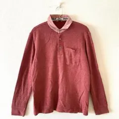 ☆【シンプルライフ】ポロシャツ ハーフボタン 胸ポケット有 長袖 カジュアル S