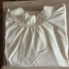 タグ付き　サマンサモスモス　キナリ色襟レース付きギャザーカットソー