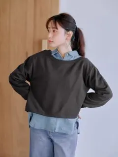 コヒナ　COHINA ボートネックドロストスウェット