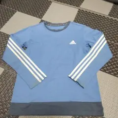 adidas 青 長袖カットソー