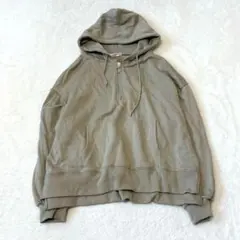 INGNI／パーカー 長袖 オーバーサイズ M ハーフジップ フード付 綿混