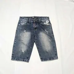 【DSOUARED²】00sイタリア製ダメージ加工デニムショーツ・ハーフパンツのサムネイル