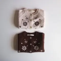 韓国子供服 ikii 刺繍カーディガン 80-110