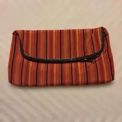 オレンジモダンストライプの和装用がま口クラッチバッグ昭和レトロ