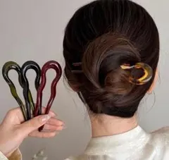 U字コーム かんざし 6色セット まとめ髪 ヘアアクセサリー ヘアアレンジ