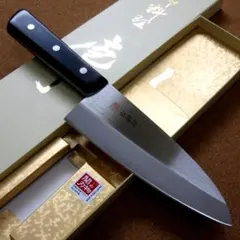 ☆新品送料込☆堺菊守ステンレスゴールド本割込牛刀包丁180mm銅巻口金