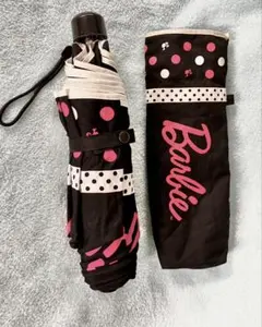 Barbie 折りたたみ傘 ドット柄 ブラックのサムネイル