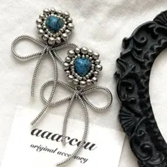 ▫︎▪︎1952025▪︎▫︎ハート♡×リボンsilverピアス/aaacccu