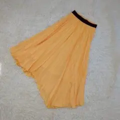 Mila Owen プリーツスカート ロング丈　オレンジ　0サイズ